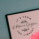 Hand-drawn Hearts & Leaves 'From the Library of' Self-inking Stamp<br><div class="desc">This library bookplate stamp is ideal for any booklover. The design features your name at the centre in a modern elegant script. Above and below your name are adorable,  hand-drawn ornaments of hearts and botanical features. Click on 'personalise' to make it your own.</div>