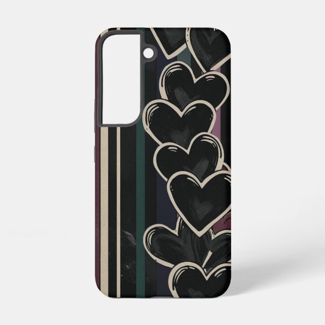 Hand-Drawn Hearts & Moody Rainbow Stripes Samsung Galaxy S22 Case (Back)