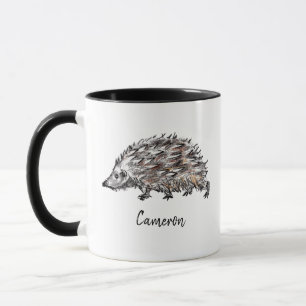 Hand-Drawn Hedgehog Personalized Woodland Animal Mug