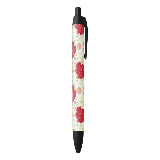 Hand Drawn Hibiscus Pattern Black Ink Pen (Bottom (Vertical))