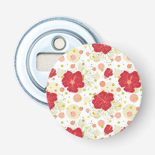 Hand Drawn Hibiscus Pattern Bottle Opener
