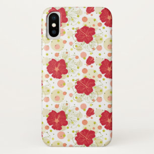 Hand Drawn Hibiscus Pattern iPhone X Case