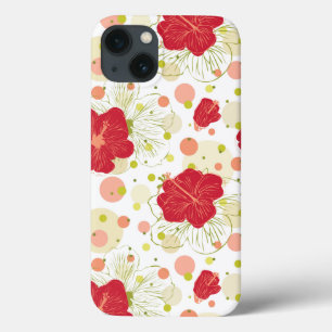Hand Drawn Hibiscus Pattern iPhone 13 Case