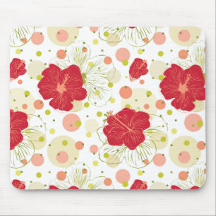 Hand Drawn Hibiscus Pattern Mouse Pad