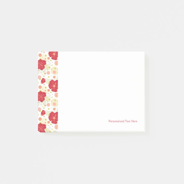 Hand Drawn Hibiscus Pattern Post-it Notes (Front)