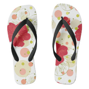 Hand Drawn Hibiscus Pattern Thongs