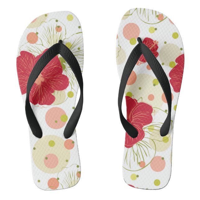 Hand Drawn Hibiscus Pattern Thongs (Footbed)