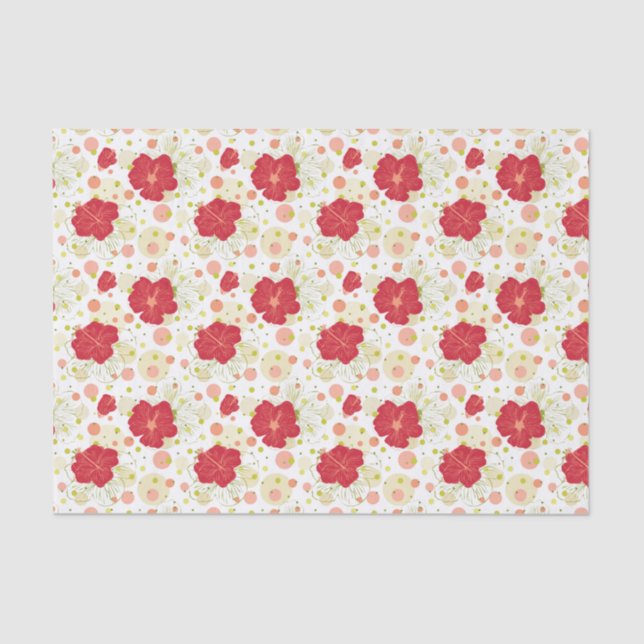 Hand Drawn Hibiscus Pattern Tissue Paper (Front)