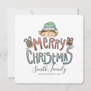 Hand Drawn Holiday Christmas Elf Card