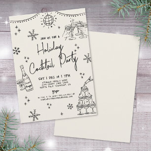 Hand Drawn Holiday Cocktail Party Invitation