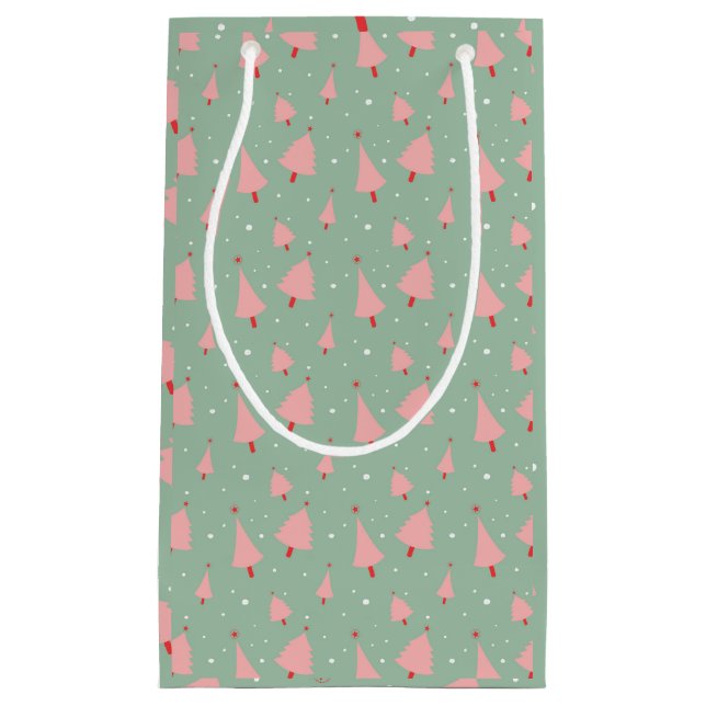Hand Drawn Holiday Trees Small Gift Bag (Front)