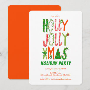 Hand Drawn Holly Jolly Christmas CUSTOM Holiday Invitation