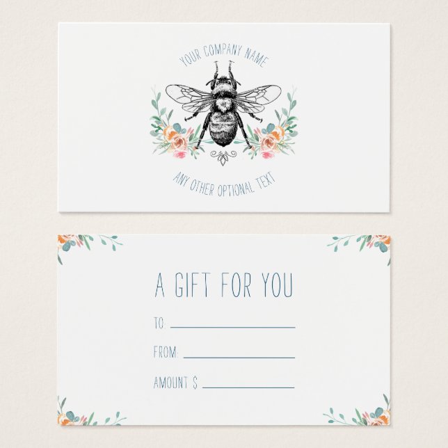 Hand Drawn Honey Bee Beekeeper Apiary Floral (Front & Back)