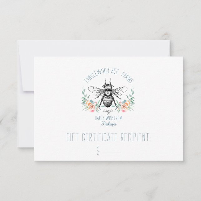 Hand Drawn Honey Bee Beekeeper Apiary Floral  Disc (Front)