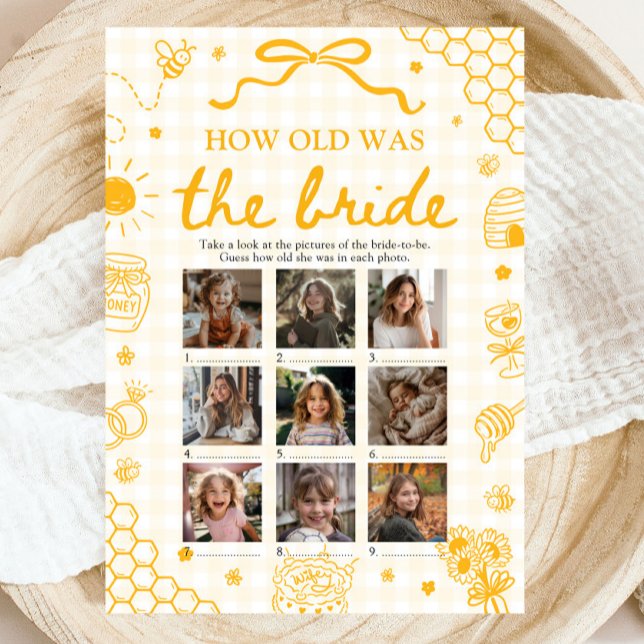 Hand Drawn Honey Bee How Old Was The Bride Game Invitation (Hand Drawn Honey Bee How Old Was The Bride Game)