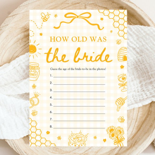 Hand Drawn Honey Bee How Old Was The Bride Game Invitation (Hand Drawn Honey Bee How Old Was The Bride Game)