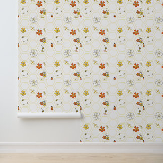 Hand-Drawn Honeycomb and Bumblebee  Wallpaper