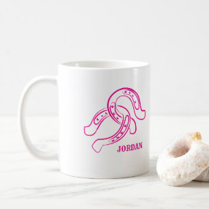 Hand-Drawn Horseshoes   Hot Pink Cowgirl Coffee Mug
