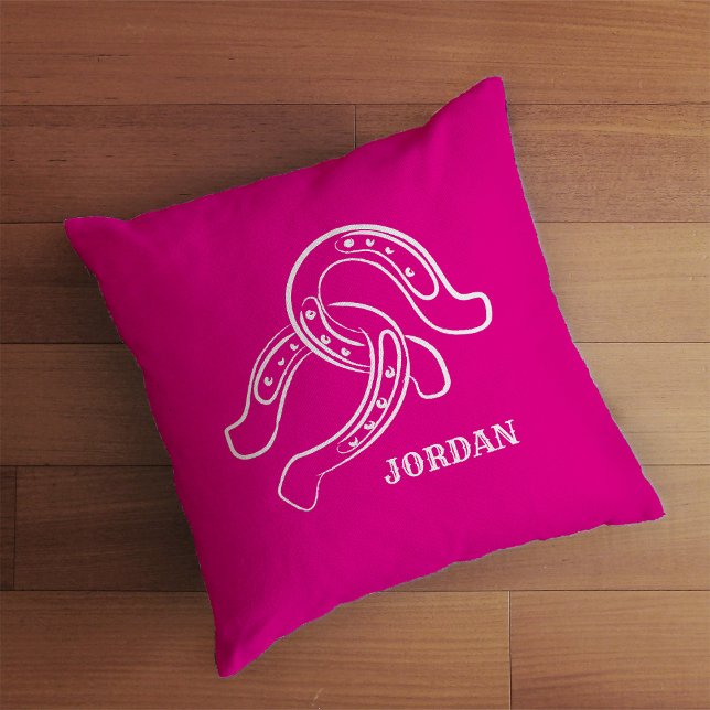 Hand-Drawn Horseshoes | Hot Pink Cowgirl Cushion (Creator Uploaded)