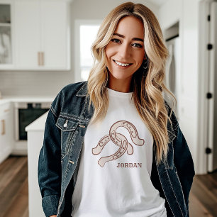 Hand-Drawn Horseshoes Neutral Rustic Western Tri-Blend Shirt