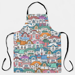 Hand-Drawn Houses: Colourful Vintage Pattern Apron