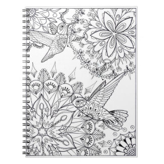 Hand Drawn Hummingbird Mandala Art Notebook