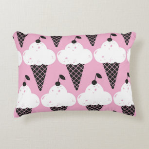Hand drawn ice cream seamless pattern. Vintage sty Decorative Cushion