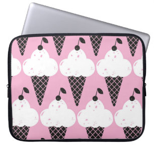 Hand drawn ice cream seamless pattern. Vintage sty Laptop Sleeve