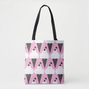 Hand drawn ice cream seamless pattern. Vintage sty Tote Bag