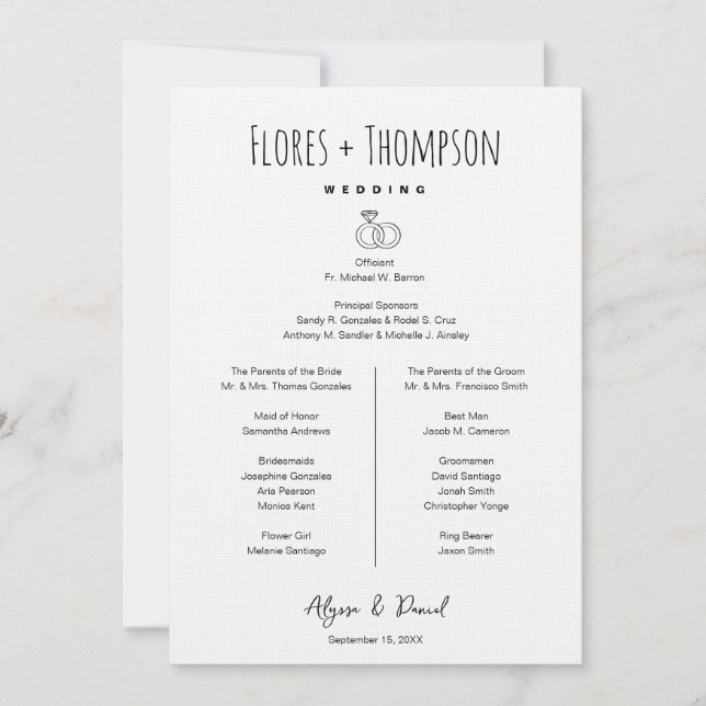 Hand drawn Icons  wedding Timeline bridal party  Invitation (Front)