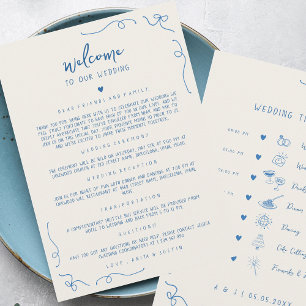 Hand Drawn Icons Wedding Welcome Timeline Card