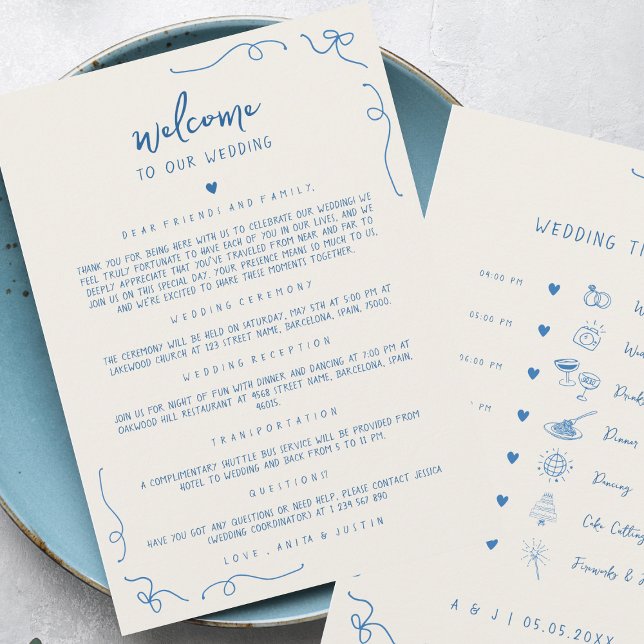 Hand Drawn Icons Wedding Welcome Timeline Card (Creator Uploaded)