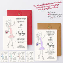 Hand drawn Illustrated Bridal Shower invitation