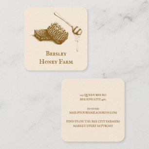 Hand drawn Illustration Honey Farm Beekeeper Square Business Card