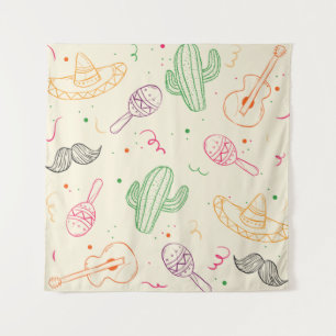 Hand Drawn Illustration Of Cinco De Mayo Day Tapestry