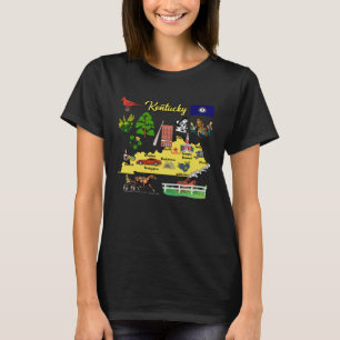 Hand Drawn Illustration of Kentucky Map, Tourist p T-Shirt