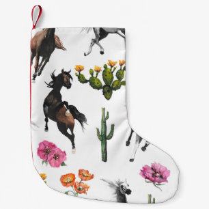 Hand drawn illustration. Seamless pattern. Cute ca Small Christmas Stocking