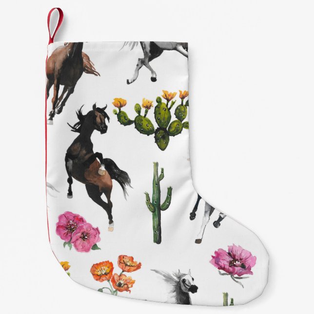 Hand drawn illustration. Seamless pattern. Cute ca Small Christmas Stocking (Front)