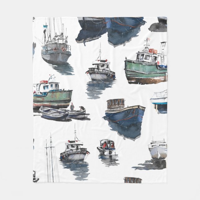 Hand drawn illustration. Watercolor seamless patte Fleece Blanket (Front)