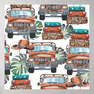 Hand drawn illustration. Watercolor seamless patte Poster