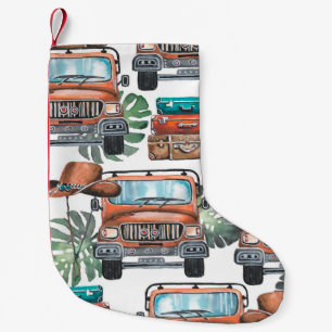 Hand drawn illustration. Watercolor seamless patte Small Christmas Stocking