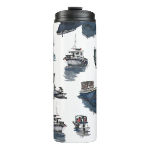 Hand drawn illustration. Watercolor seamless patte Thermal Tumbler