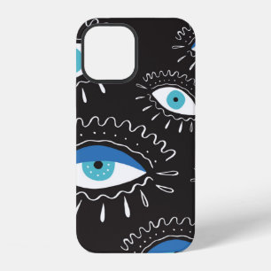 Hand drawn indian aztec tribal eye with feathers f iPhone 12 case
