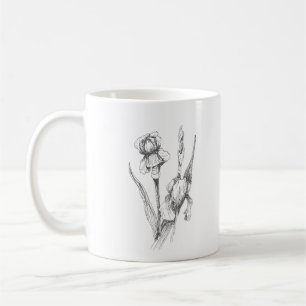 Hand drawn Iris, Botanical Art, Original Print Coffee Mug