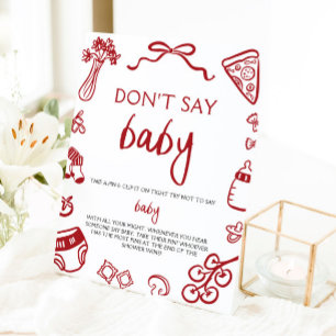 Hand Drawn Italian Baby Dont Say Baby Baby Shower Pedestal Sign