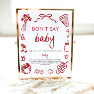 Hand Drawn Italian Baby Dont Say Baby Baby Shower Poster