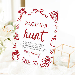 Hand Drawn Italian Baby Pacifier Hunt Baby Shower Pedestal Sign