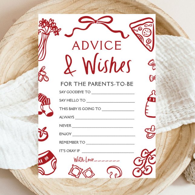 Hand Drawn Italian Baby Shower Advice and Wishes  Invitation (Creator Uploaded)