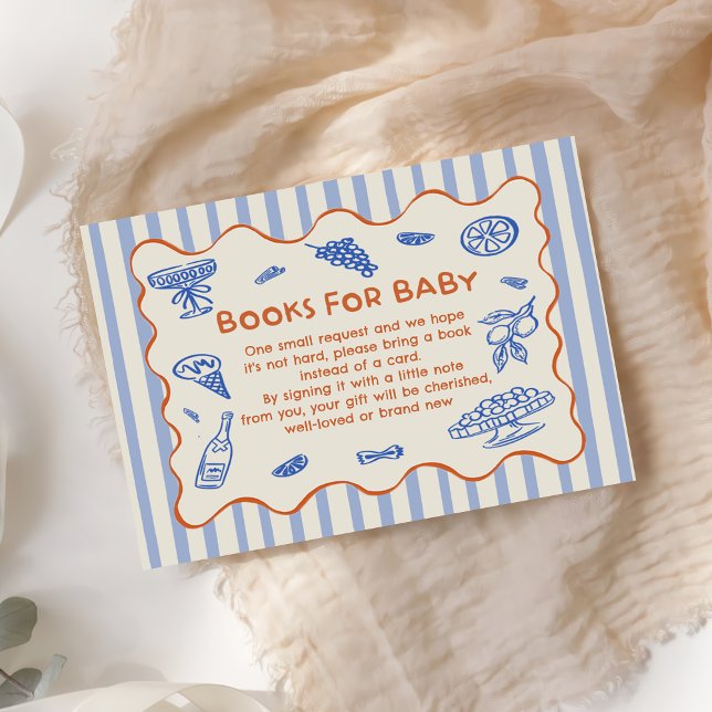 Hand Drawn Italian Baby Shower Book Request Enclosure Card (Creator Uploaded)