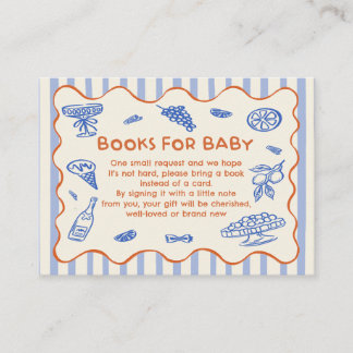 Hand Drawn Italian Baby Shower Book Request Enclosure Card
